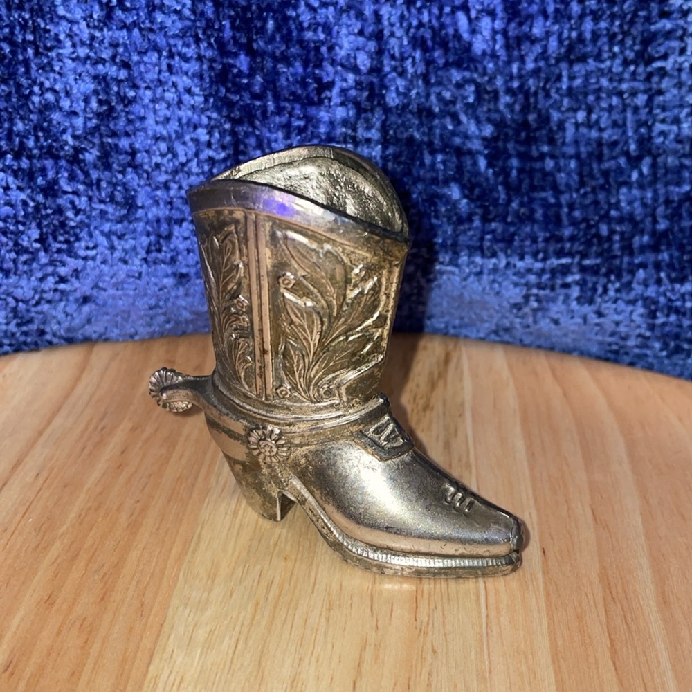 Vintage Silver Cowboy Boot Decorative Accent. - Picture 3 of 7